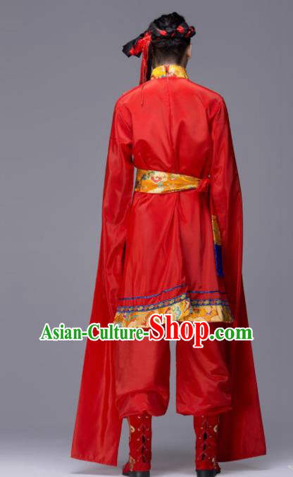 Chinese Traditional Tibetan Ethnic Folk Dance Costume Zang Nationality Dance Clothing for Men