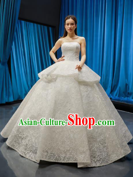 Top Grade Wedding Dress Bride Full Dress Princess Embroidered Lace Costume for Women