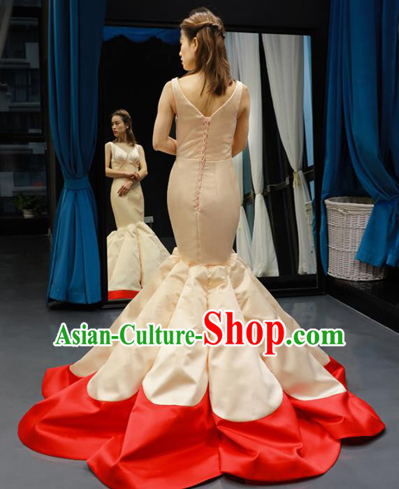 Top Grade Compere Beige Fishtail Full Dress Princess Wedding Dress Costume for Women