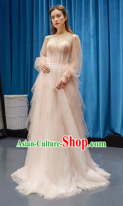 Top Grade Compere Pink Veil Full Dress Princess Wedding Dress Costume for Women