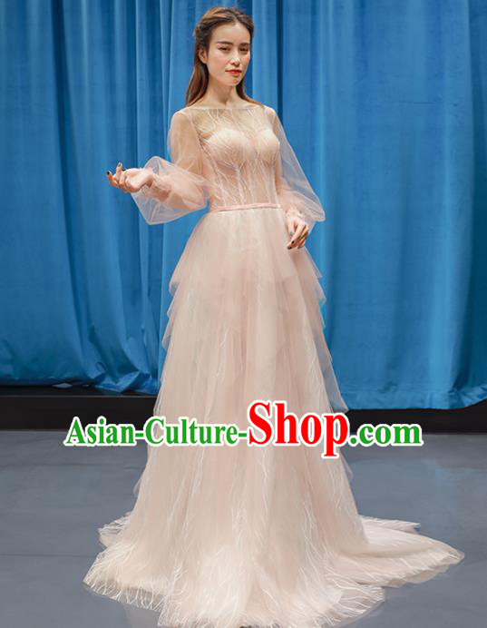 Top Grade Compere Pink Veil Full Dress Princess Wedding Dress Costume for Women
