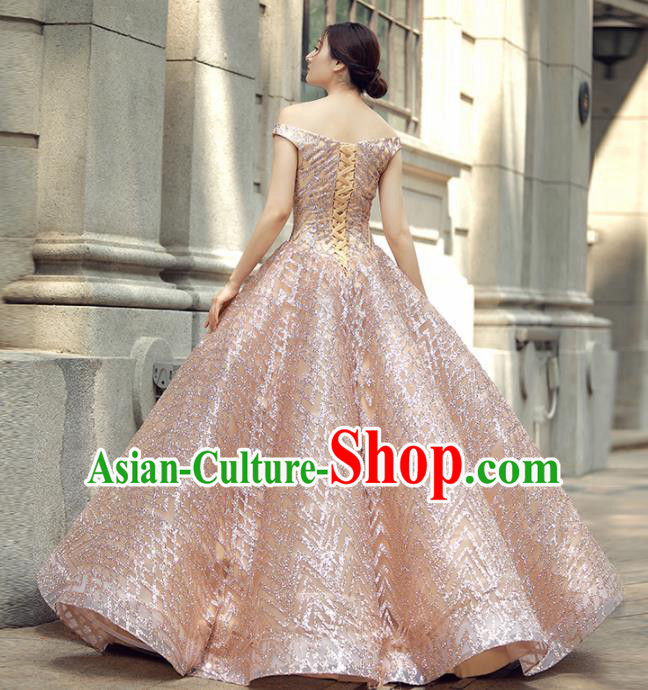 Top Grade Compere Champagne Veil Bubble Full Dress Princess Embroidered Wedding Dress Costume for Women