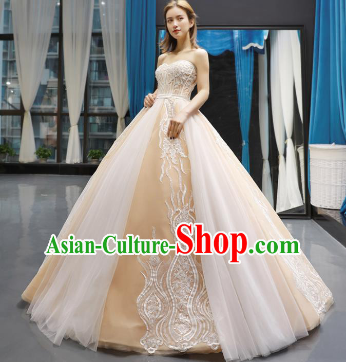 Top Grade Compere Champagne Bubble Full Dress Princess Wedding Dress Costume for Women