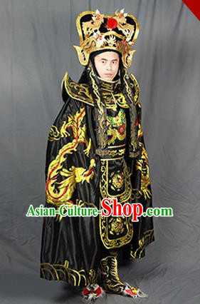 Chinese Traditional Sichuan Opera Embroidered Black Costume Face Changing Clothing Complete Set for Men