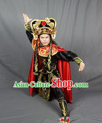 Chinese Traditional Sichuan Opera Embroidered Costume Face Changing Red Cloak and Clothing Complete Set for Men