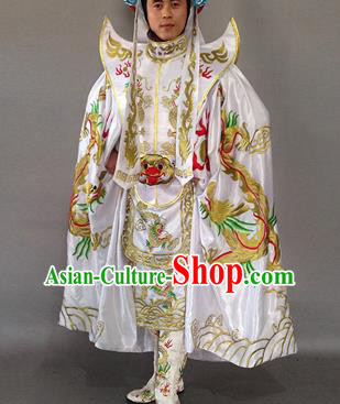 Chinese Traditional Sichuan Opera Embroidered Costume Face Changing White Cloak and Clothing Complete Set for Men