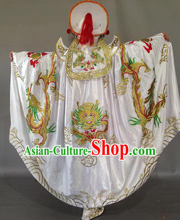 Chinese Traditional Sichuan Opera Embroidered Costume Face Changing White Cloak and Clothing Complete Set for Men