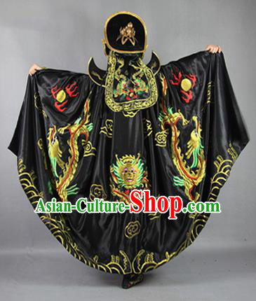 Chinese Traditional Sichuan Opera Embroidered Black Cloak and Costume Face Changing Clothing Complete Set for Men