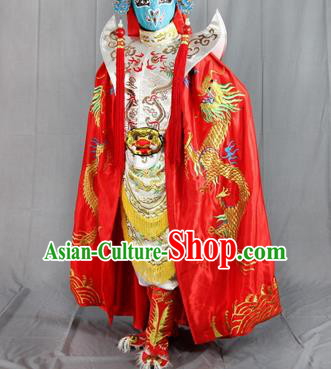 Chinese Traditional Sichuan Opera Embroidered Red Cloak and Costume Face Changing Clothing Complete Set for Men
