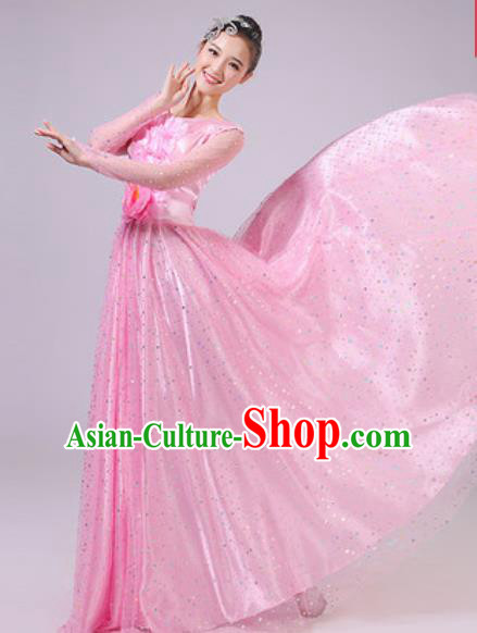 Chinese Traditional Spring Festival Gala Pink Dress Opening Dance Modern Dance Costume for Women