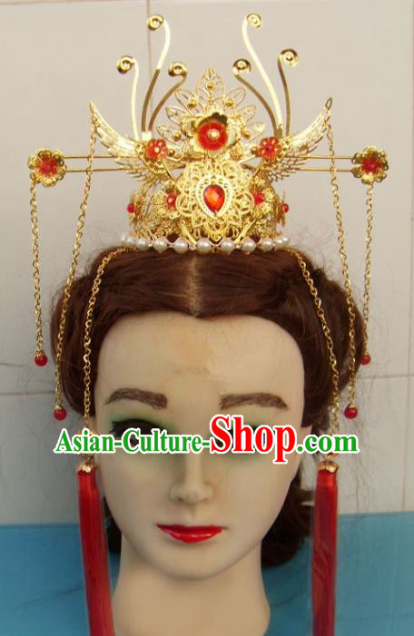 Chinese Traditional God of Wealth Hat Hair Accessories Ancient Prince Phoenix Hairdo Crown for Men
