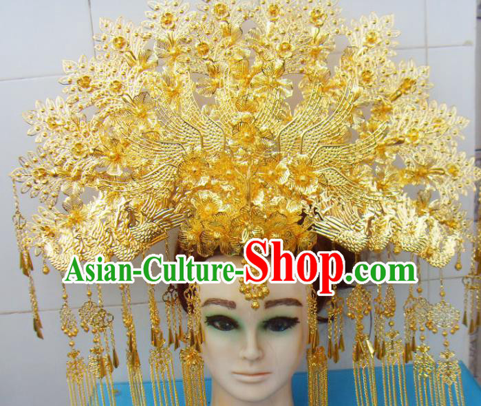 Chinese Traditional Goddess Hairpins Tassel Phoenix Coronet Ancient Bride Hair Accessories for Women