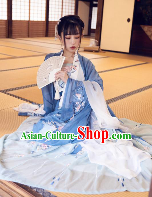Chinese Traditional Tang Dynasty Nobility Lady Hanfu Dress Ancient Court Princess Embroidered Costume for Women