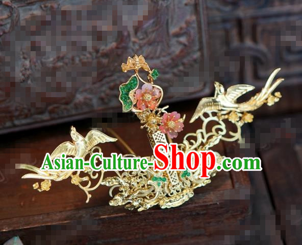 Chinese Traditional Hair Accessories Ancient Bride Palace Hairpins Headwear Complete Set for Women
