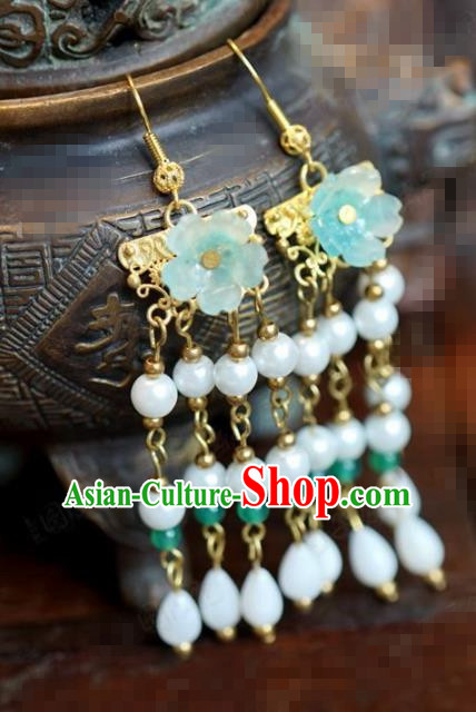 Chinese National Jewelry Accessories Handmade Traditional Hanfu Tassel Earrings for Women