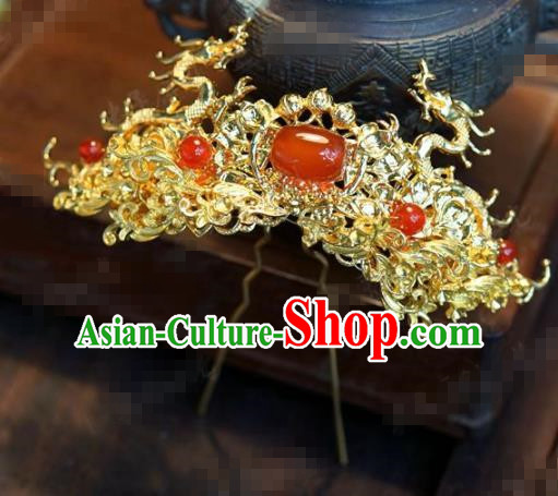 Chinese Traditional Hair Accessories Ancient Bride Dragons Hairpins Headwear for Women