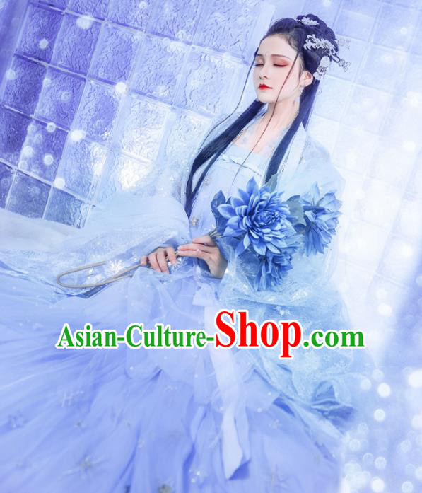 Chinese Traditional Tang Dynasty Princess Hanfu Dress Ancient Peri Costume for Women