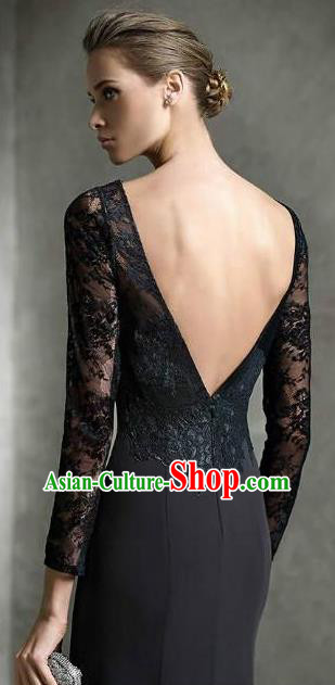 Professional Compere Black Lace Full Dress Modern Dance Princess Wedding Dress for Women