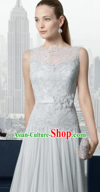 Professional Compere White Lace Full Dress Modern Dance Princess Wedding Dress for Women