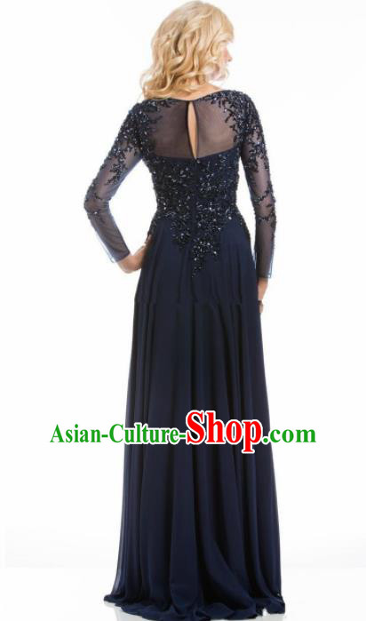 Professional Compere Navy Veil Full Dress Modern Dance Princess Wedding Dress for Women