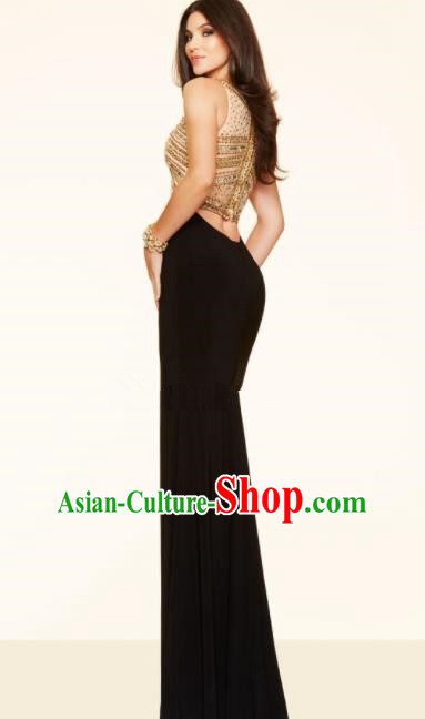 Top Grade Compere Modern Fancywork Costume Black Full Dress Princess Wedding Dress for Women