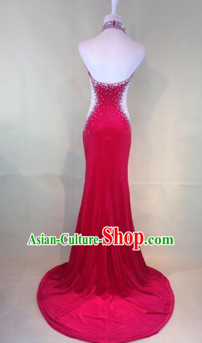 Professional Compere Red Full Dress Modern Dance Princess Wedding Dress for Women