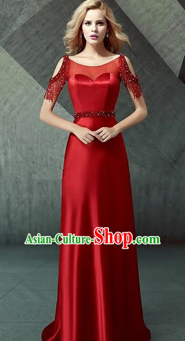 Professional Compere Red Full Dress Top Grade Modern Dance Costume Princess Wedding Dress for Women