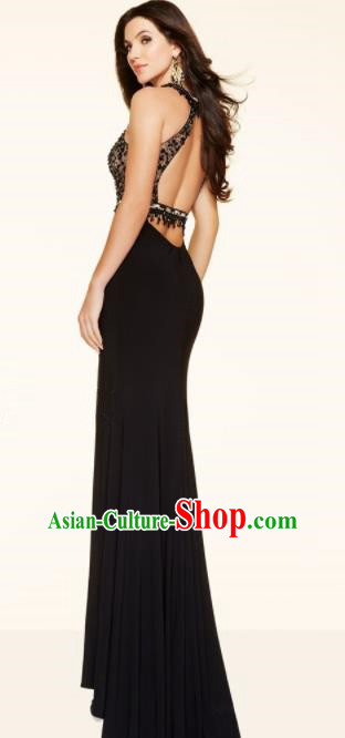Professional Compere Costume Black Full Dress Top Grade Modern Dance Princess Wedding Dress for Women