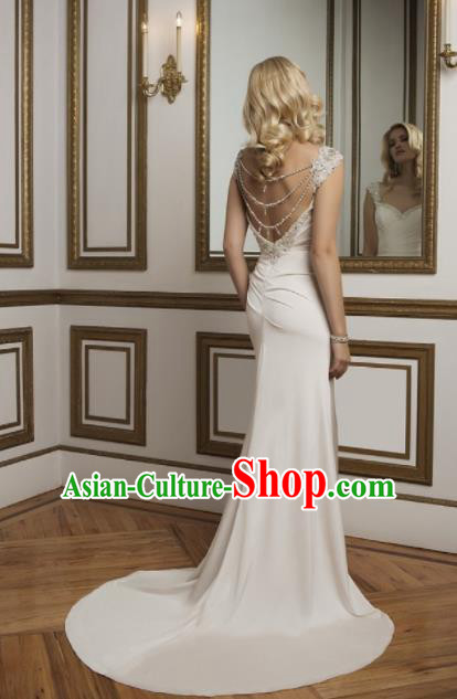 Professional White Wedding Dress Princess Full Dress Modern Dance Costume for Women