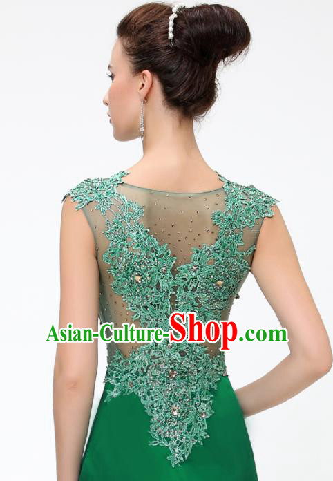 Top Grade Modern Fancywork Embroidered Green Formal Dress Compere Catwalks Costume for Women