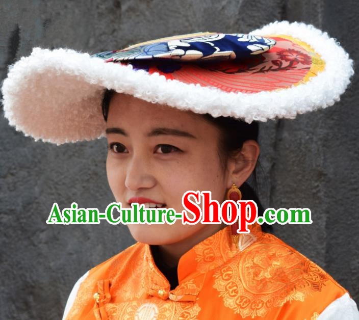 Chinese Traditional Ethnic Tibetan Hair Accessories Zang Nationality National Hat for Women