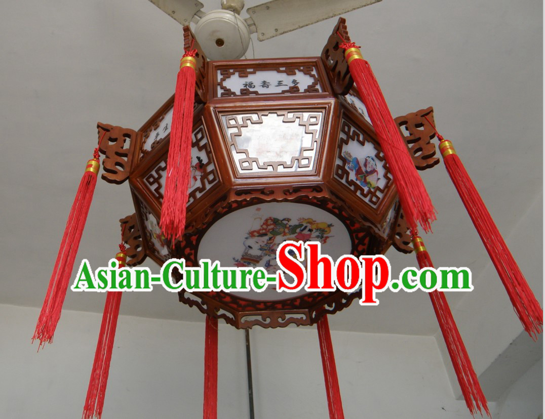 Chinese Hand Carved Traditional Painting Palace Ceiling Lantern