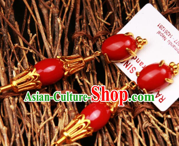 Chinese Traditional Tibetan Ethnic Ear Accessories Zang Nationality National Earrings for Women