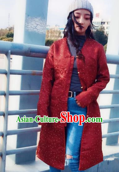 Chinese Traditional Ethnic Female Red Dust Coat Zang Nationality Costume for Women