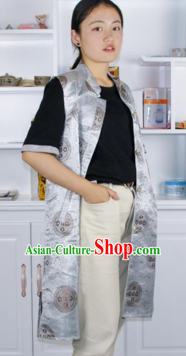 Chinese Traditional National Ethnic Argent Tibetan Vest Zang Nationality Costume for Women