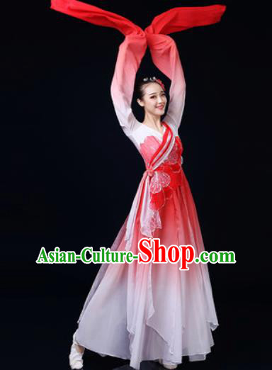Traditional Chinese Classical Dance Red Dress Umbrella Dance Fan Dance Costume for Women