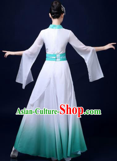 Traditional Chinese Classical Dance White Dress Umbrella Dance Stage Performance Fan Dance Costume for Women