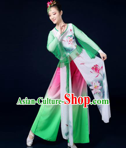 Chinese Traditional Classical Dance Lotus Dance Dress Umbrella Dance Stage Performance Costume for Women