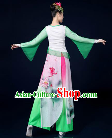 Chinese Traditional Classical Dance Lotus Dance Dress Umbrella Dance Stage Performance Costume for Women