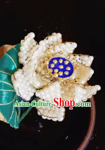 Chinese Traditional Hair Accessories Ancient Palace Handmade Hanfu Beads Lotus Hairpins for Women