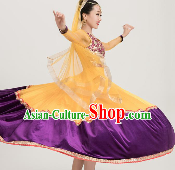 Asian India Traditional Sari Bollywood Belly Dance Costumes South Asia Indian Princess Yellow Dress for Women