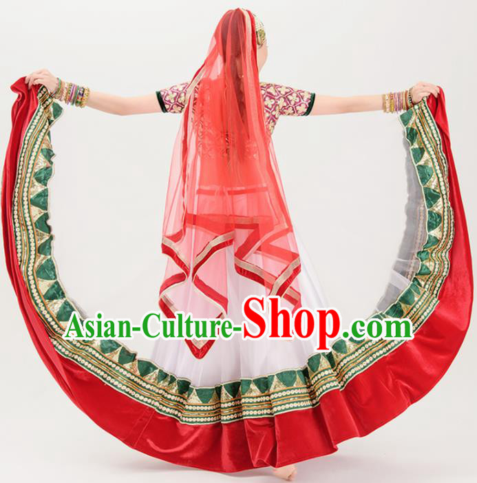 Asian India Traditional Sari Bollywood Belly Dance Costumes South Asia Indian Princess White Dress for Women