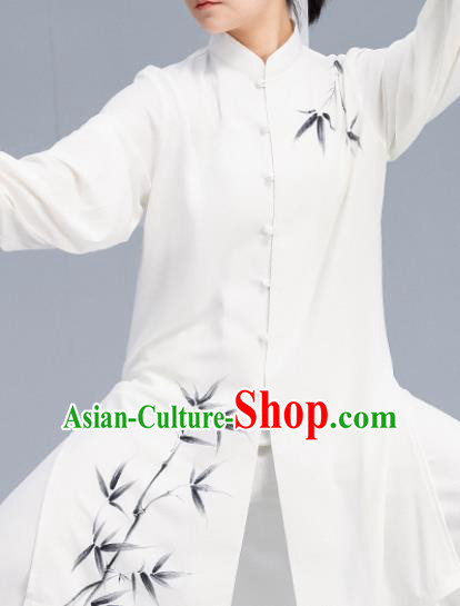 Asian Chinese Martial Arts Wushu Printing Bamboo Costume Traditional Tai Ji Kung Fu Training Uniform for Women