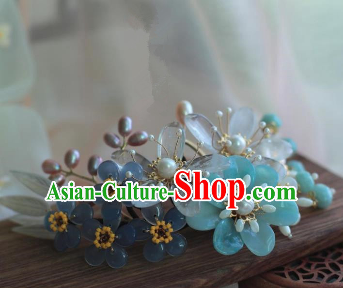 Traditional Chinese Hanfu Pearls Bamboo Leaf Hair Comb Hair Accessories Ancient Princess Hairpins for Women