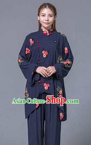 Asian Chinese Martial Arts Traditional Kung Fu Navy Costume Tai Ji Training Group Competition Uniform for Women