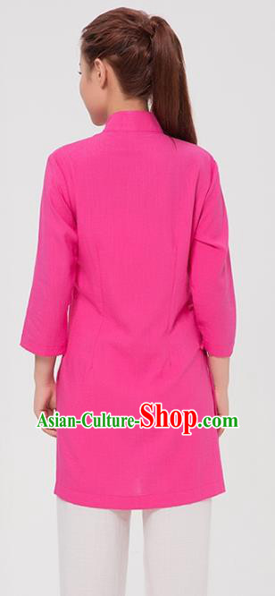 Asian Chinese Martial Arts Traditional Kung Fu Costume Tai Ji Training Rosy Blouse for Women