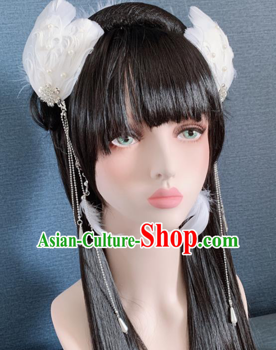 Top Grade Halloween Hair Accessories White Feather Headband for Women