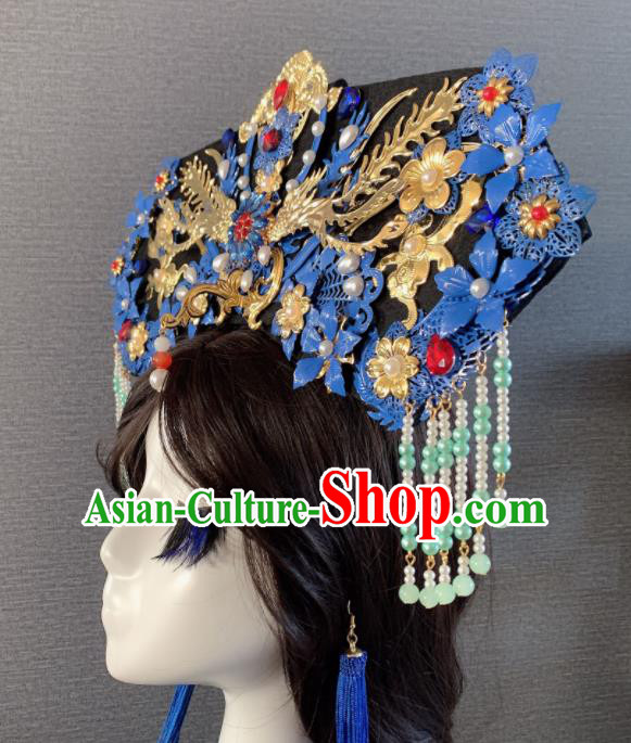 Chinese Handmade Qing Dynasty Hair Accessories Ancient Palace Queen Phoenix Coronet Headwear for Women