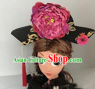 Traditional Chinese Ancient Palace Rosy Peony Hair Clasp Qing Dynasty Princess Hair Accessories for Women