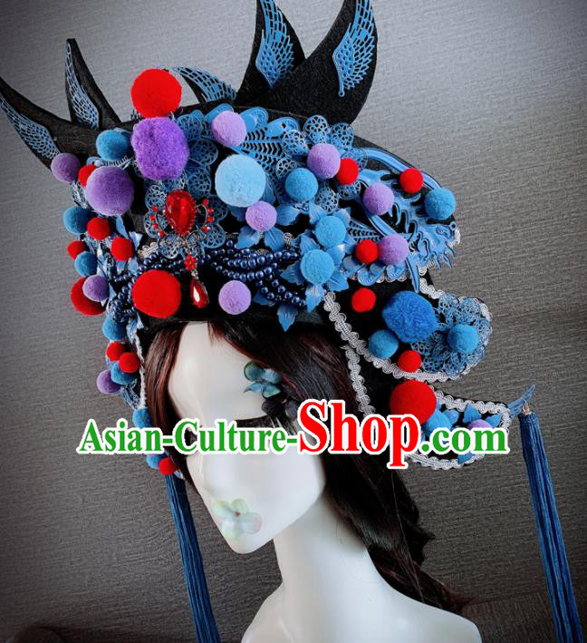 Chinese Handmade Ancient Queen Luxury Phoenix Coronet Hair Accessories Halloween Modern Fancywork Headwear for Women